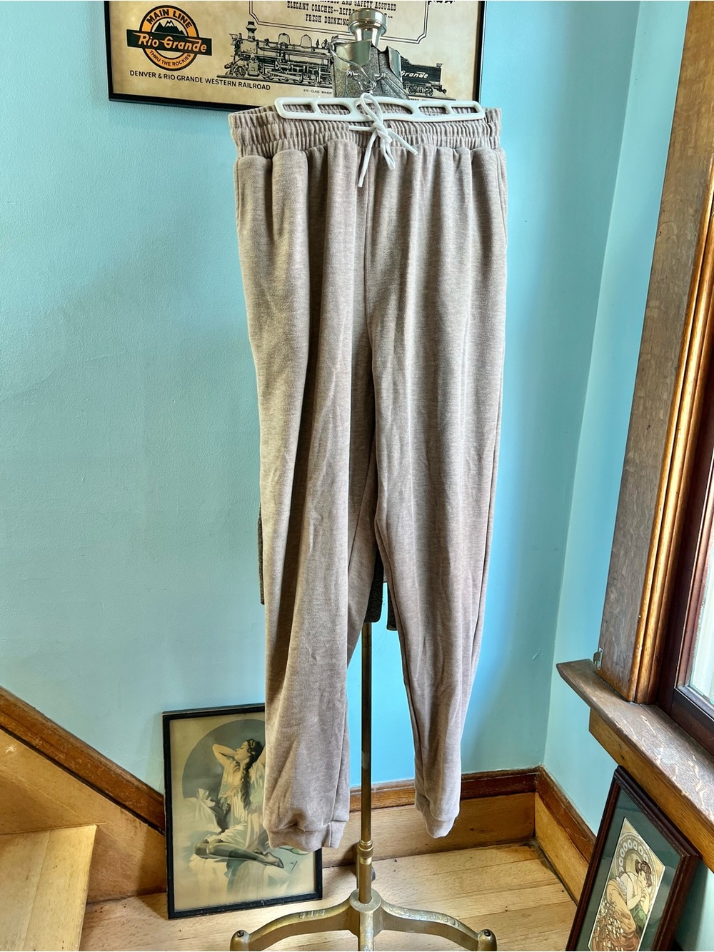 Casual Drawstring Jogger Pants - Light Taupe